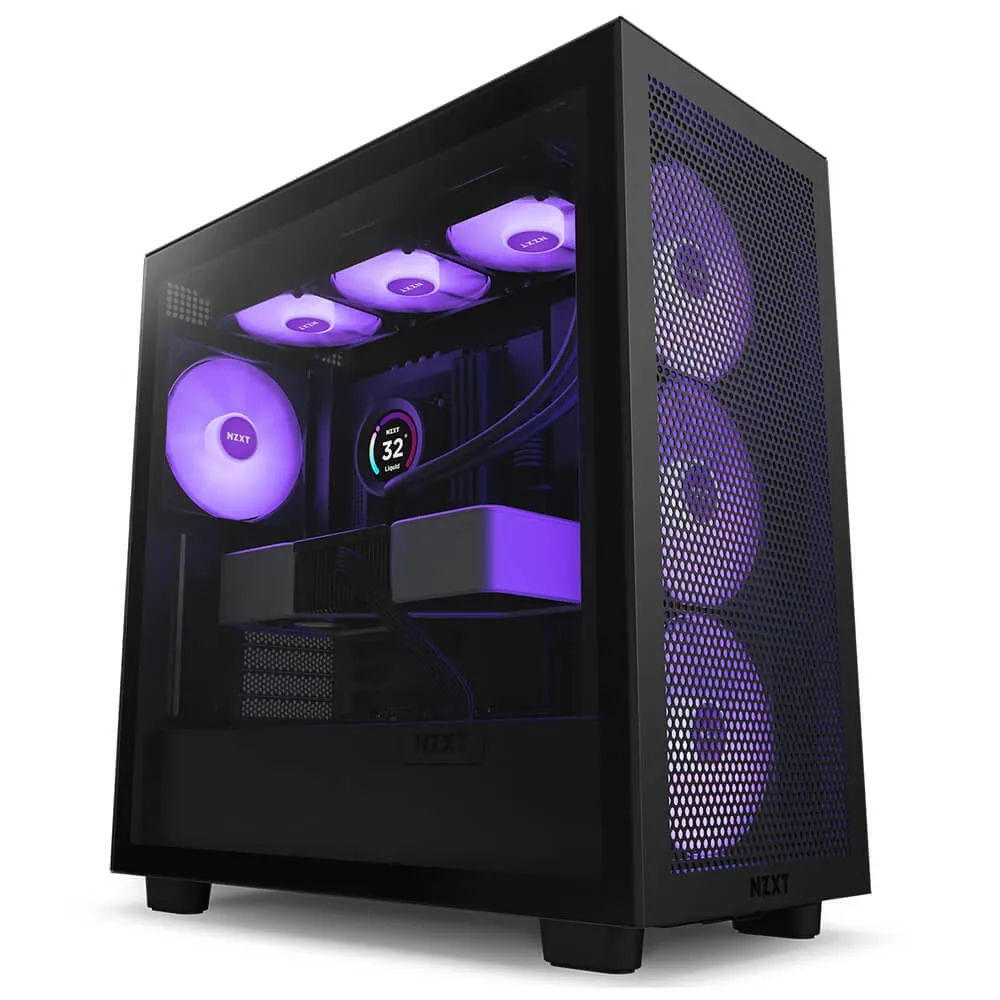 NZXT H7 Flow RGB Matte Black - ATX Mid-Tower with RGB Fans