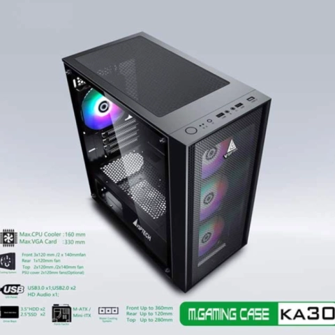 Thùng máy Case VSP Gaming KA30 Black (No Fan)