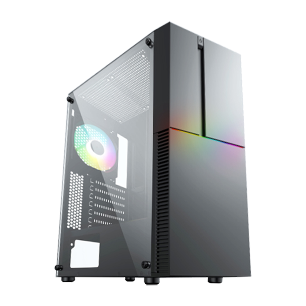 Thùng máy Case VSP Gaming KA31 LED RGB | Đen, Không Fan