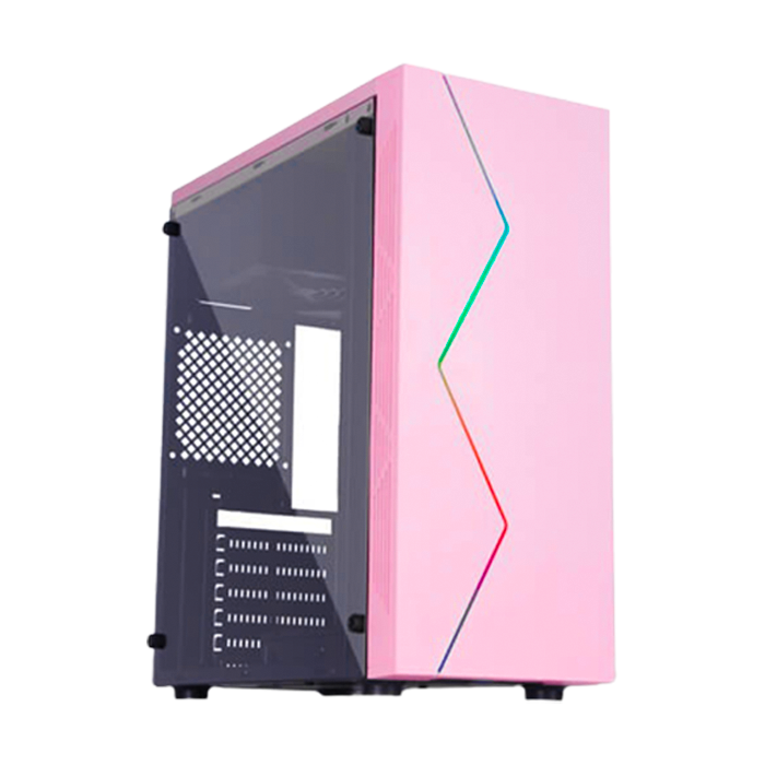 Thùng máy Case VSP V3-603P | ATX, hồng, không kèm fan