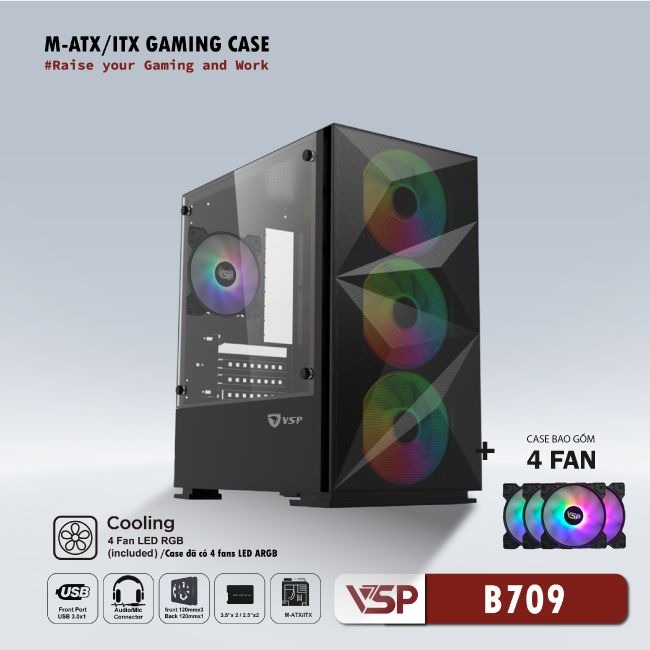 Case Thùng Máy VSP GAMING B709 - BLACK